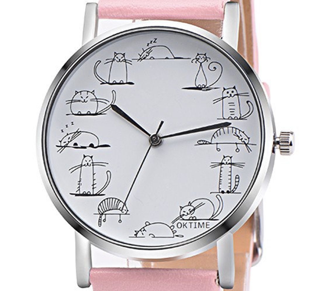 Cats Around the Clock Alloy Quartz Wrist Watch Wristwatch